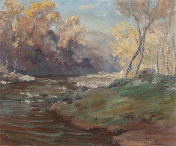 Stream Through The Arroyo Seco Oil Painting by Jean Mannheim