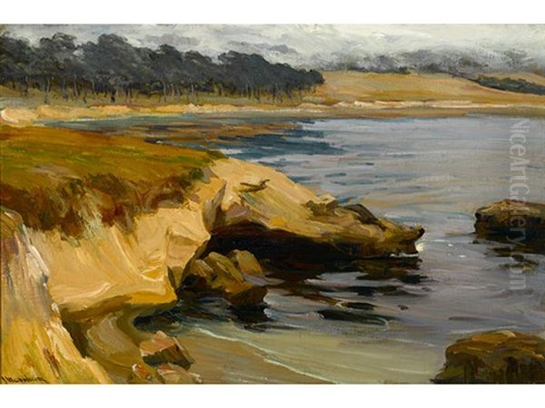 Cove Near Carmel Oil Painting by Jean Mannheim