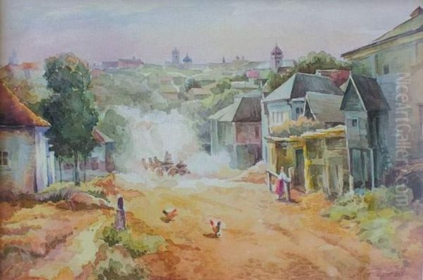 Entree Du Village Oil Painting by Mihail Andrjejevits Berkos