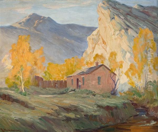 The Hatchery, Colorado, Trout Hatchery Oil Painting by Jean Mannheim