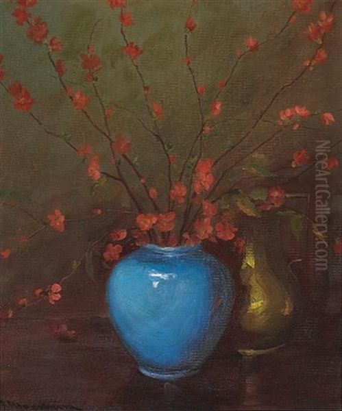 Quince In A Blue Vase by Jean Mannheim