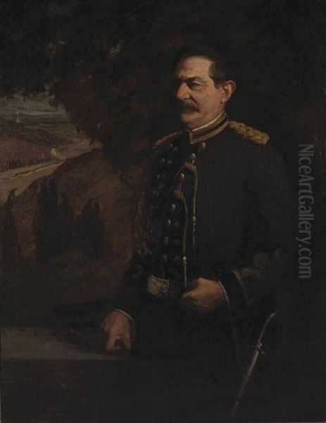 A Portrait Of An Officer Oil Painting by Jean Mannheim