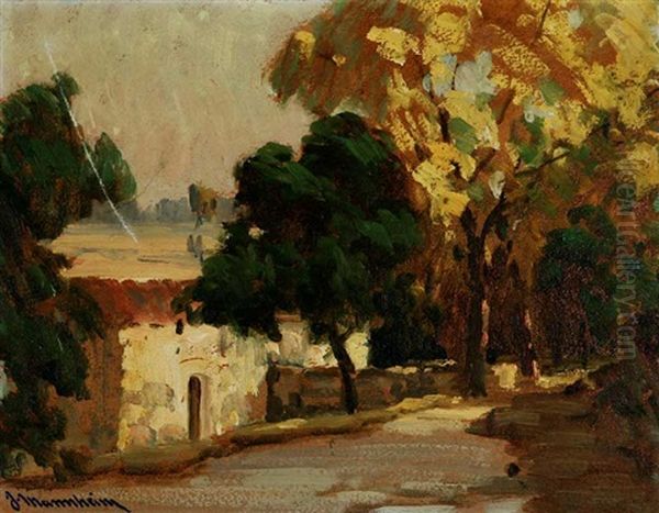 Autumn - The Old Mill, Pasadena Oil Painting by Jean Mannheim