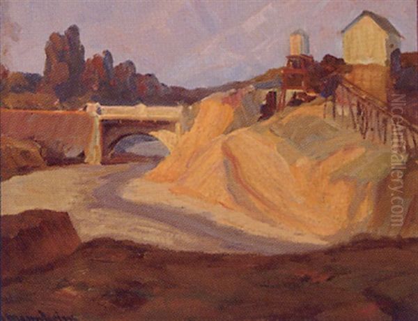 The New Bridge, Pasadena Oil Painting by Jean Mannheim