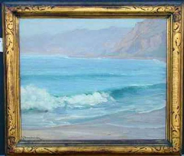 Santa Monica Bay Oil Painting by Jean Mannheim