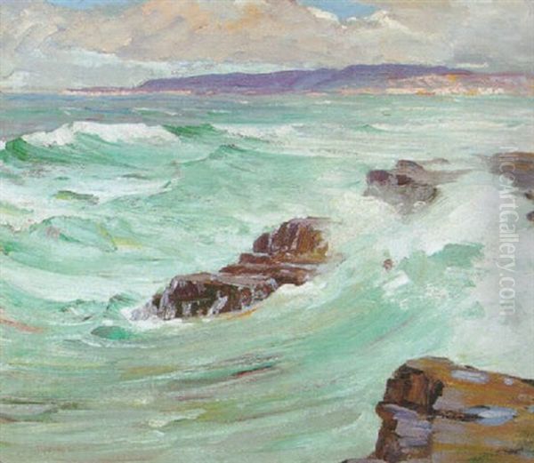 Rocky Shore Oil Painting by Jean Mannheim