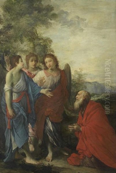 Abraham And The Angels Oil Painting by Giovanni Mannozzi