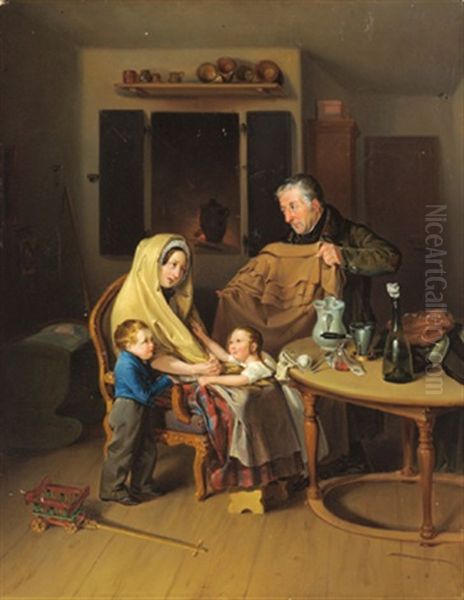 Familie In Not Oil Painting by Heinrich August Mansfeld