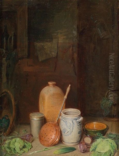 Zwei Kuchenstillleben (2 Works) Oil Painting by Josef Mansfeld