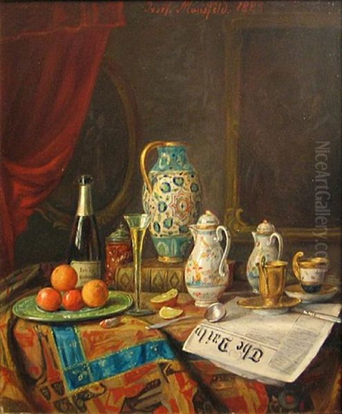 Still Life With The Daily Oil Painting by Josef Mansfeld