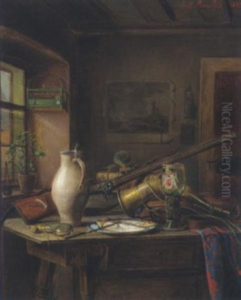 Jagdstilleben Oil Painting by Josef Mansfeld