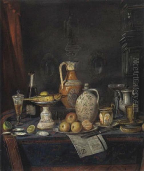 Fruhstucksstilleben Oil Painting by Josef Mansfeld