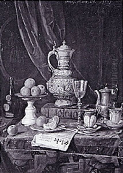 Still Life With Newspaper Oil Painting by Josef Mansfeld