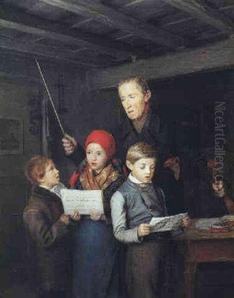 Der Gesangsunterricht Oil Painting by Josef Mansfeld