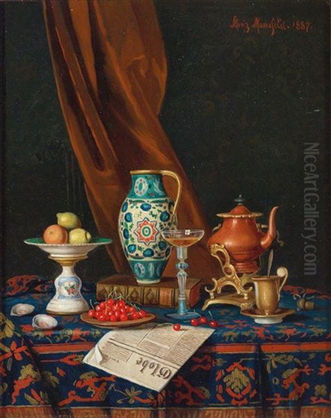 Two Still Lifes With Newspapers Oil Painting by Moritz Mansfeld