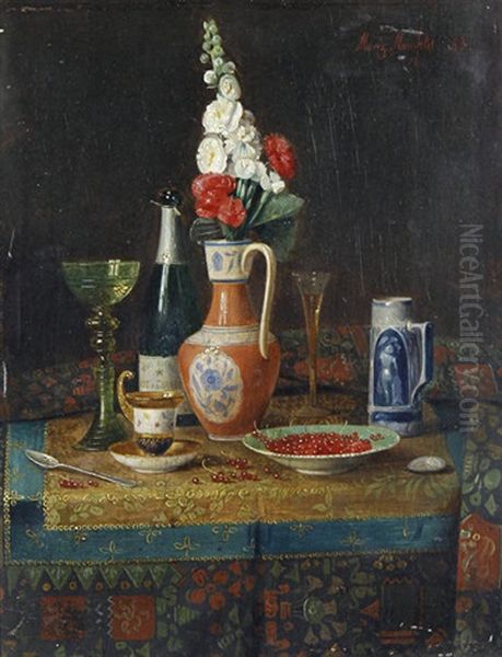 Still Lifes With Champagne And Fruit On A Table (pair) Oil Painting by Moritz Mansfeld