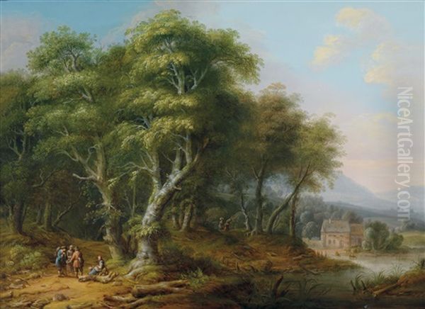 Eine Waldlandschaft Oil Painting by Franz Joseph Manskirch