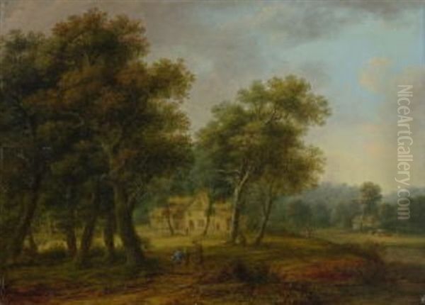 Waldlandschaft Mit Bauernhaus Oil Painting by Franz Joseph Manskirch