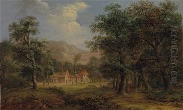 Bewaldete Landschaft Oil Painting by Jakob Manskirch