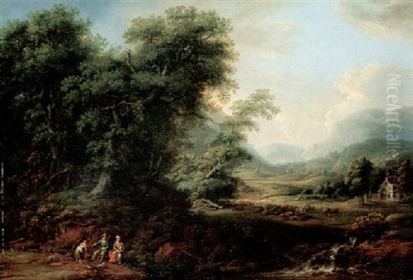 Mittelgebirgslandschaft Oil Painting by Jakob Manskirch