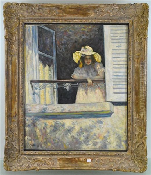 Jeune Fille Au Balcon Oil Painting by James Bolivar Manson