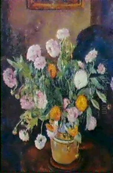 A Vase Of Dahlias Oil Painting by James Bolivar Manson