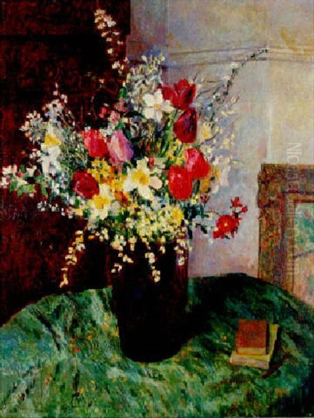 Spring Flowers In A Vase Oil Painting by James Bolivar Manson