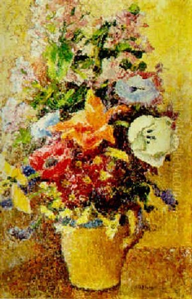 Mixed Flowers In A Vase Oil Painting by James Bolivar Manson