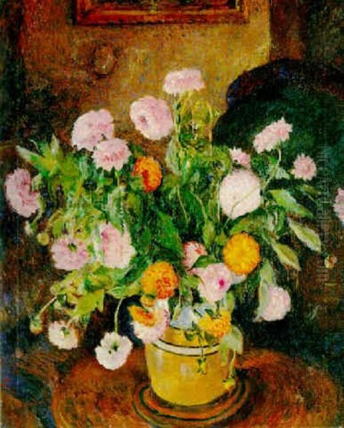 A Vase Of Mixed Flowers Oil Painting by James Bolivar Manson