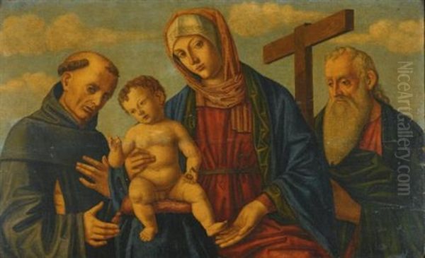 A Sacra Conversazione : The Madonna And Child With Saints Francis And Andrew Oil Painting by Giovanni di Niccolo Mansueti