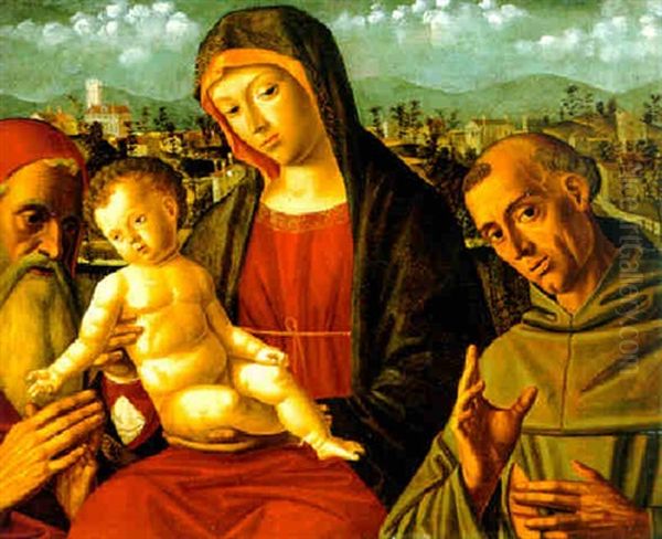 The Madonna And Child With Saints Jerome And Francis Oil Painting by Giovanni di Niccolo Mansueti