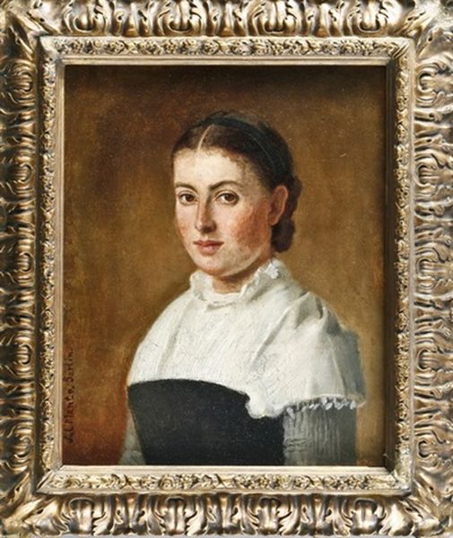 Portrait Einer Jungen Dame Oil Painting by Julius Mante