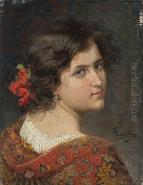 Merlettaia Buranella Oil Painting by Giacomo Mantegazza