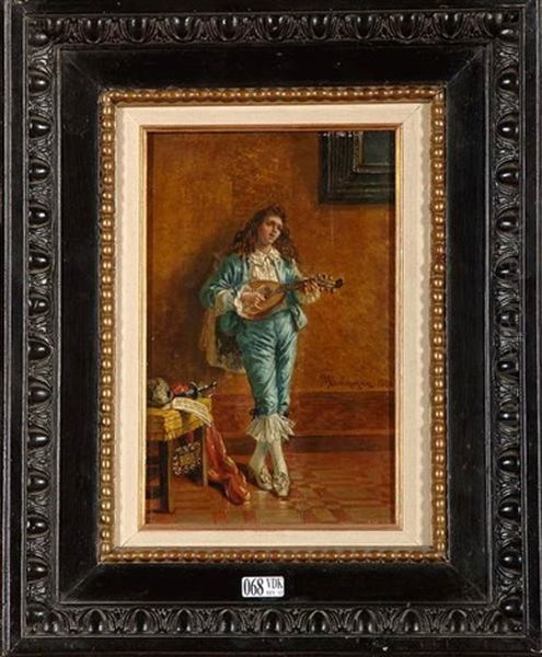 Le Joueur De Mandoline Oil Painting by Giacomo Mantegazza