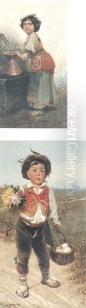 Roman Child Oil Painting by Giacomo Mantegazza