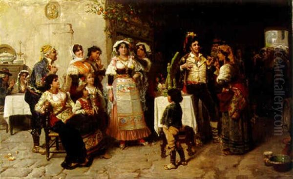 Preparations For The Wedding Oil Painting by Giacomo Mantegazza