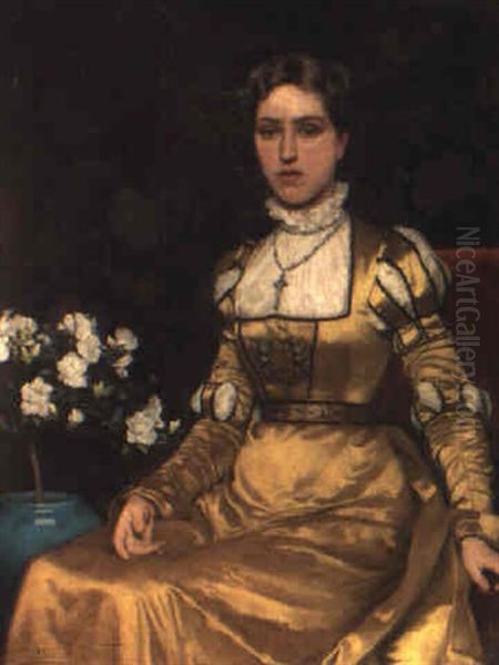 The Lady In Gold Oil Painting by G. Grenville Manton