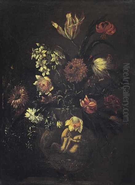 Vaso Di Fiori Oil Painting by Francesco Mantovano