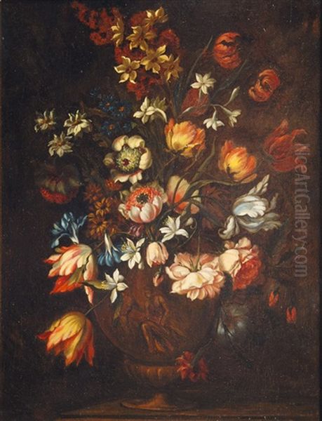 Flower Still Life Oil Painting by Francesco Mantovano