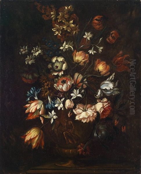 Ein Blumenstillleben Oil Painting by Francesco Mantovano