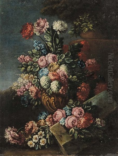 Natura Morta Con Vaso Di Fiori Oil Painting by Francesco Mantovano