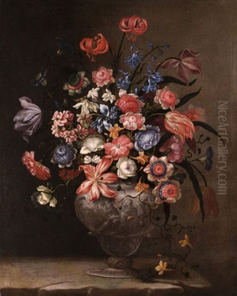 Blumentrauss In Vase Oil Painting by Francesco Mantovano