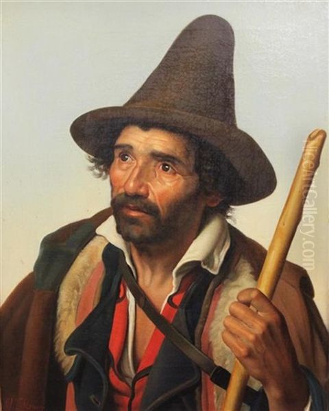 Portrait Of An Alpine Gentleman Oil Painting by Sergio Manzi