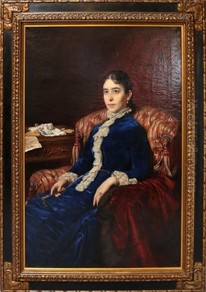 Portrait Wohl Von Maria Fjodorowna Als Kaiserin Von Russland (1881-1894), Gemahlin Von Zar Alexander Iii. (geb. Als Marie Sophie Frederikke Dagmar, Prinzessin Von Danemark) Oil Painting by Genrich Matveevic Manzier