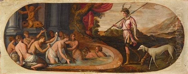 Diana And Her Nymphs Surprised By Actaeon Oil Painting by Tommaso Manzuoli