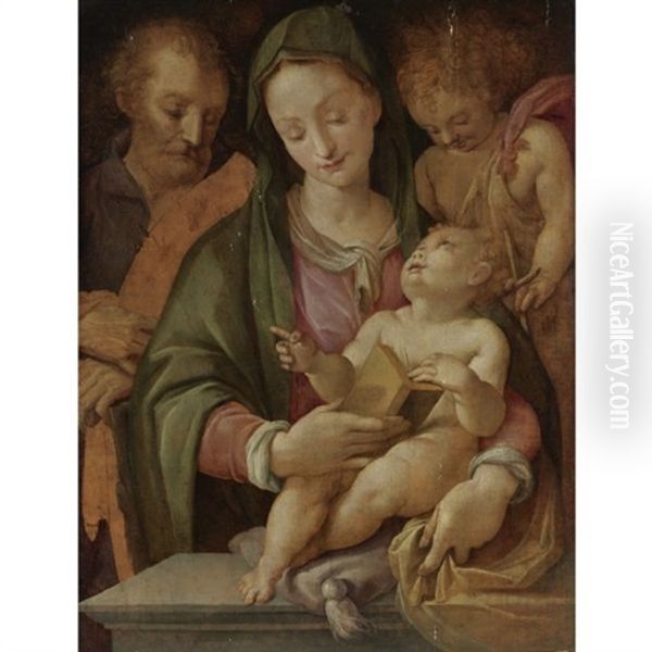 Holy Family With The Infant John The Baptist Oil Painting by Tommaso Manzuoli