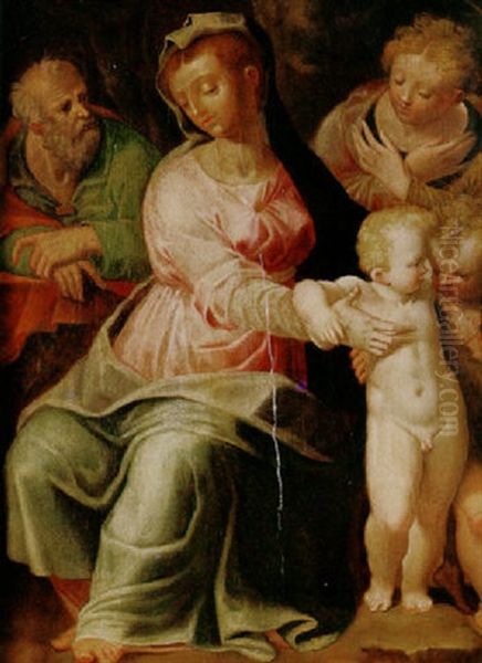 The Holy Family With The Infant Saint John The Baptist And A Female Saint Oil Painting by Tommaso Manzuoli