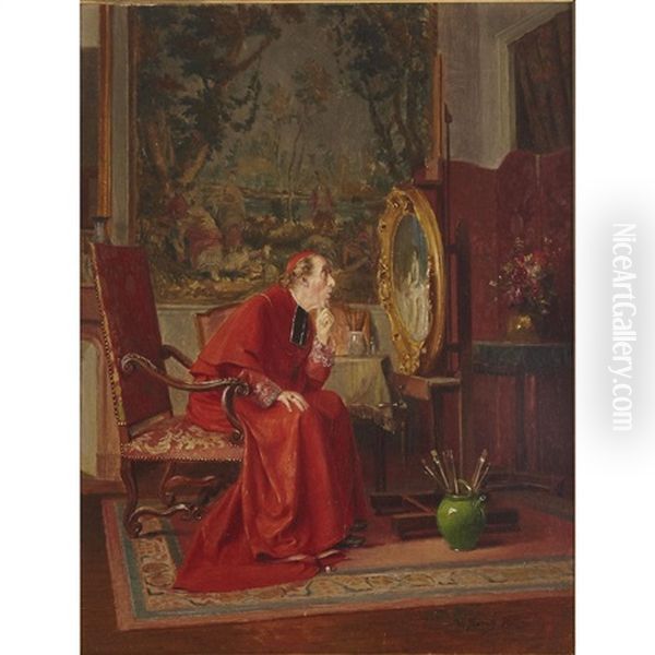 Cardinal As Art Connoisseur Oil Painting by Victor Marais-Milton