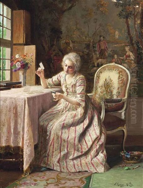 A Game Of Cards Oil Painting by Victor Marais-Milton