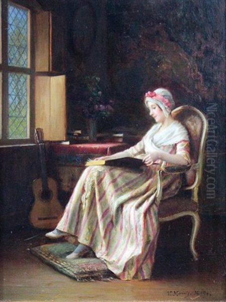 Jeune Fille A La Lecture Oil Painting by Victor Marais-Milton